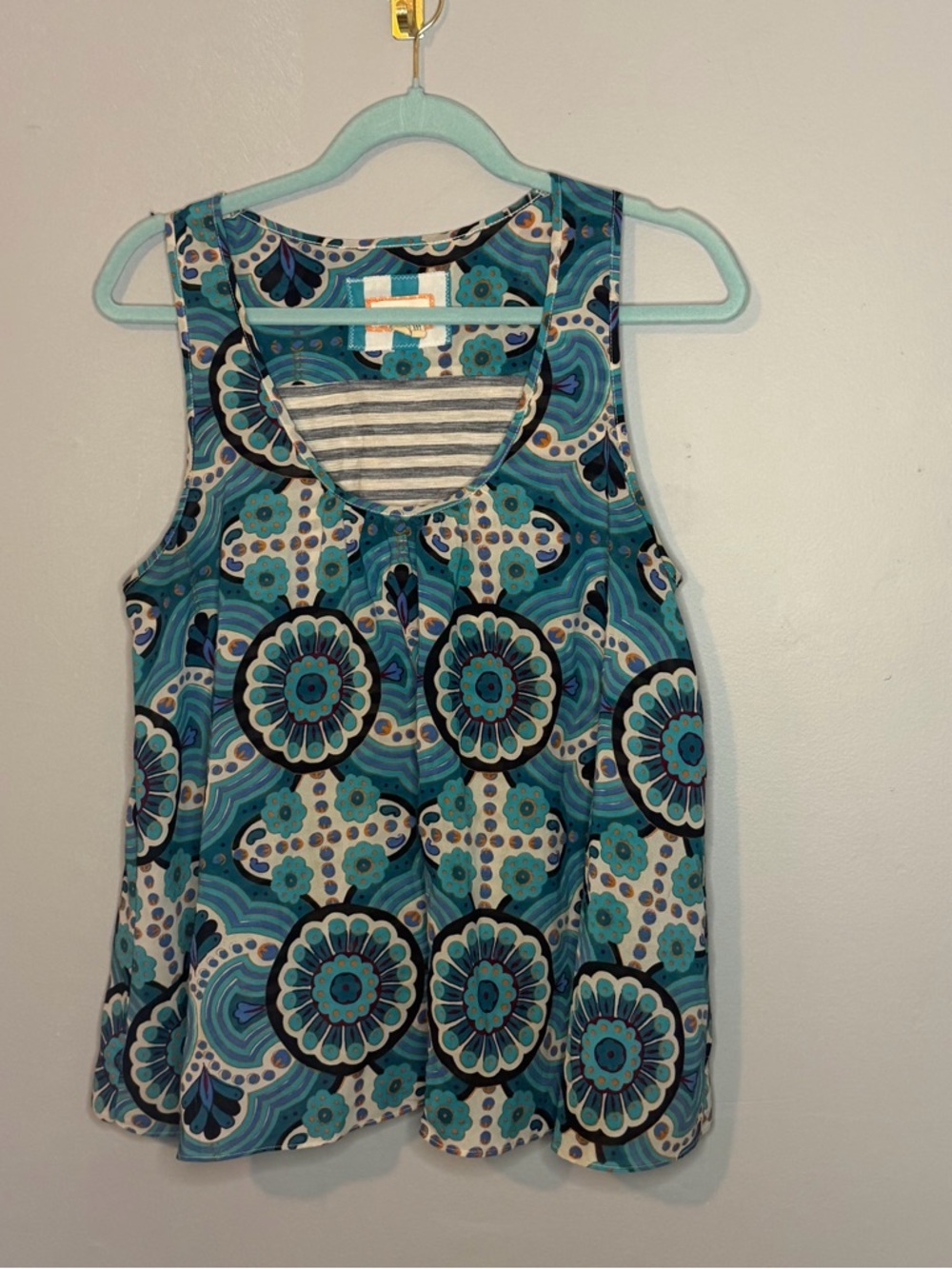 Meadow Rue Teal and Blue Floral-Print Tank Top